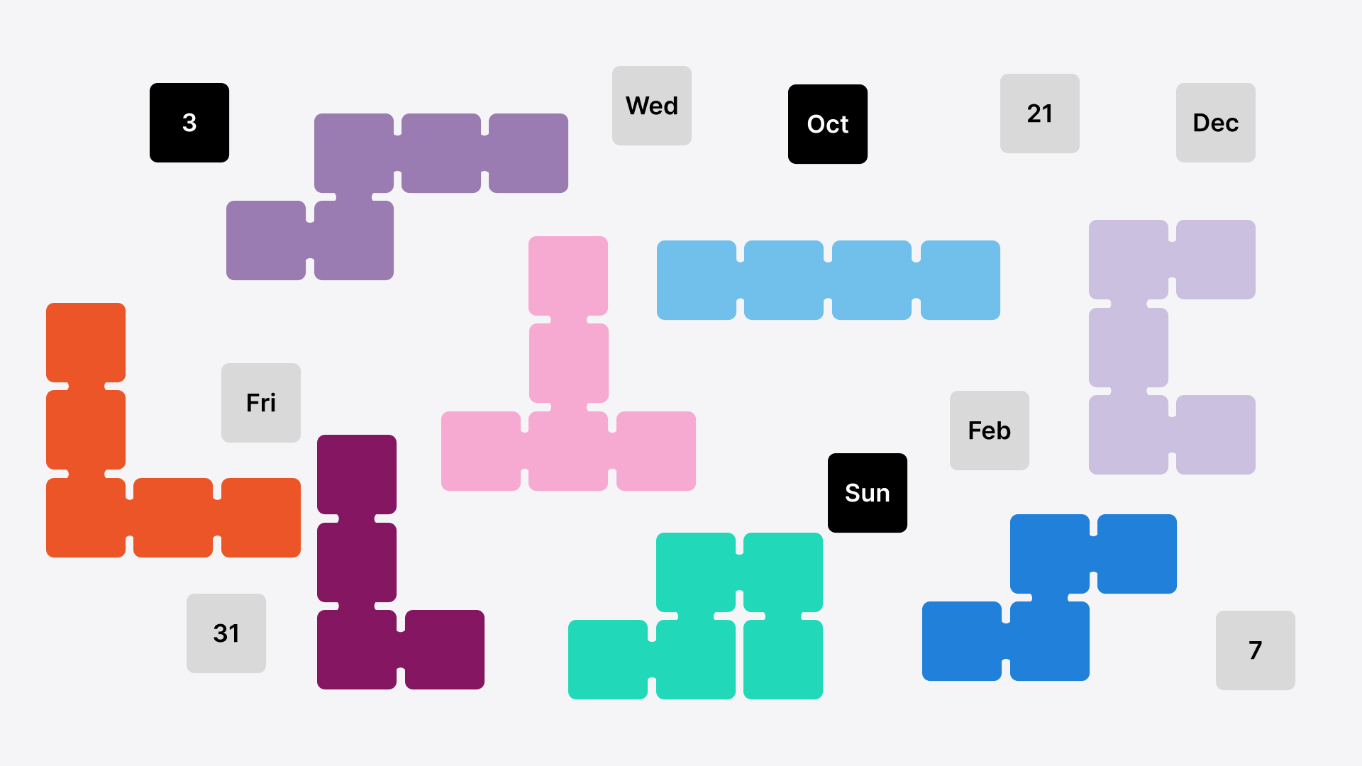 Calendar puzzle pieces